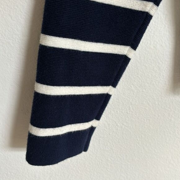 Chaps Navy White Striped Blazer Jacket Front Zip Up Size Medium - Picture 5 of 10